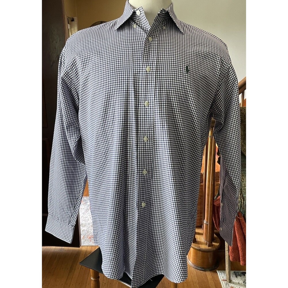 Mens Ralph Lauren Golf Tilden Button Up Shirt Size Small Checker Long Sleeve